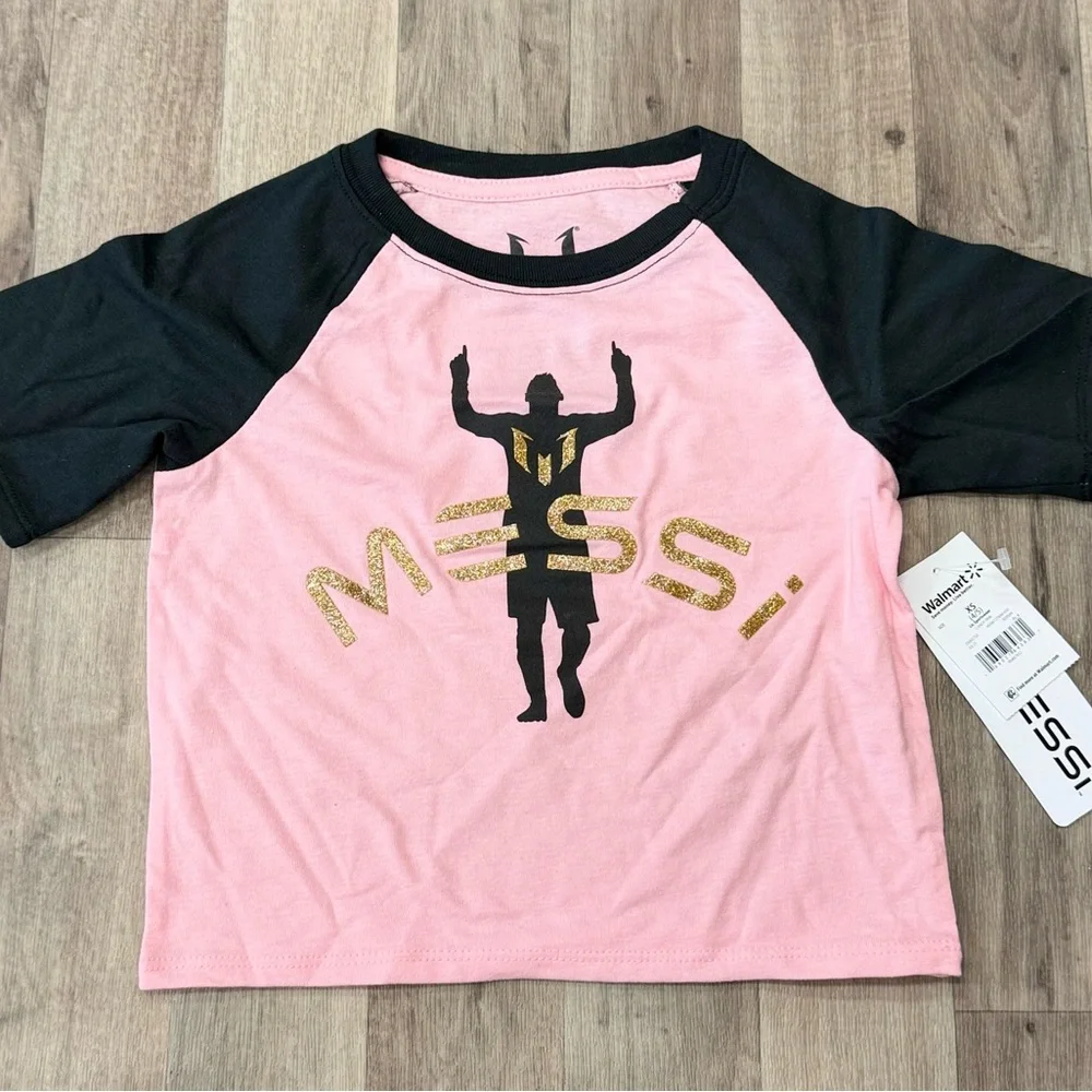NWT Messi 2-Piece Athletic‎ Set – Size 4/5 (XS) – Pink & Black ⚽
